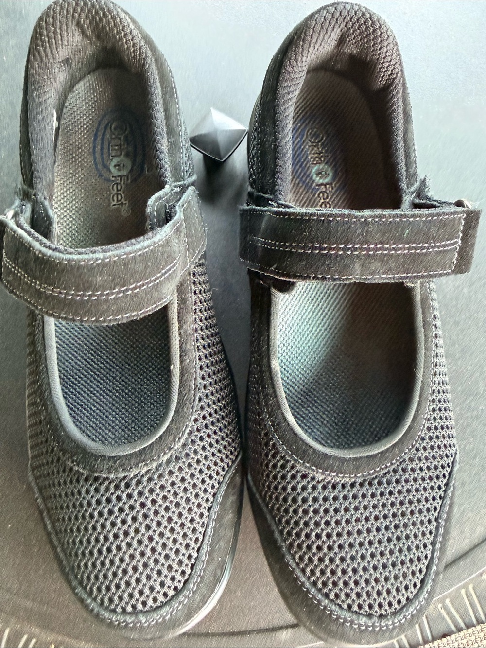 Orthofeet shoes/ black suede and mesh Mary Jane orthopedic comfort shoes